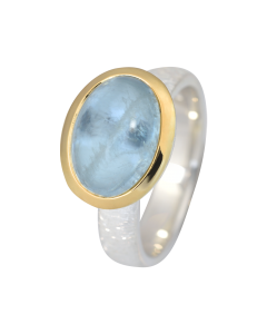 Eleganter Ring mit Aquamarin, teilvergoldet