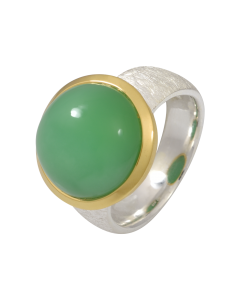 Eleganter Ring mit Chrysopras, teilvergoldet